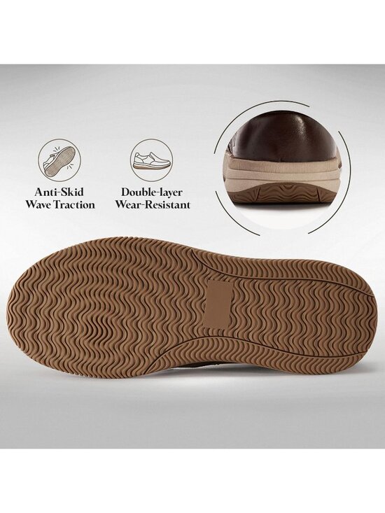 Men\'s Dark Brown Slip On Leather Loafers Shoes Breathable Mesh Casual Moc main image 4